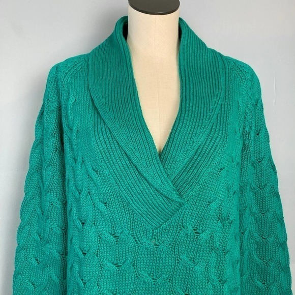 𝅺vintage Marsh Landing Cable Knit Shawl Collar Sweater Women's Size S Oversized - Picture 2 of 11